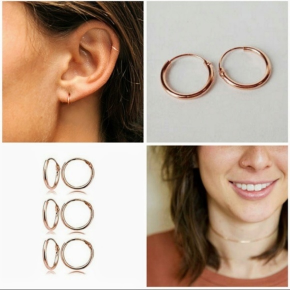 Jewelry - Rose Gold Flashed Sterling Silver Small Earrings
